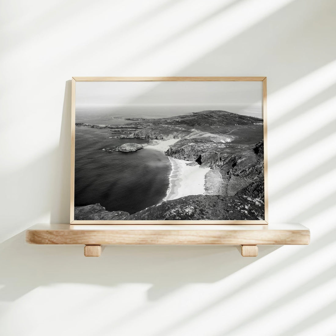 Modern monochrome art print of Ireland’s Atlantic coastline