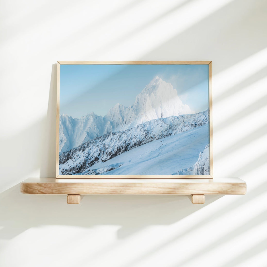 Aiguille du Chardonnet photography print capturing the grandeur of the peak in a minimal winter setting.