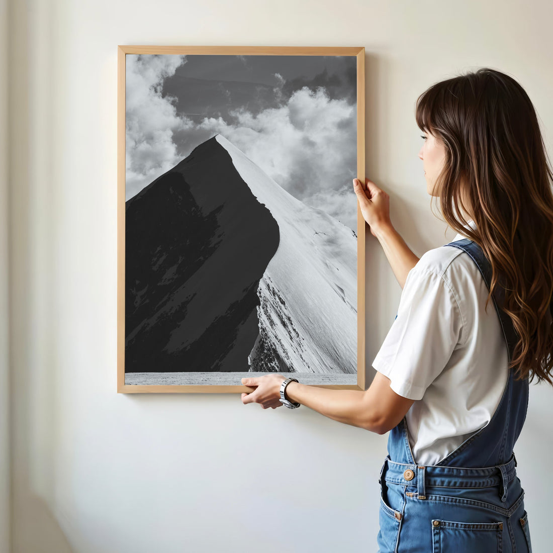 Striking Aiguille de Bionnassay photography print featuring dramatic mountain ridges and clouds.