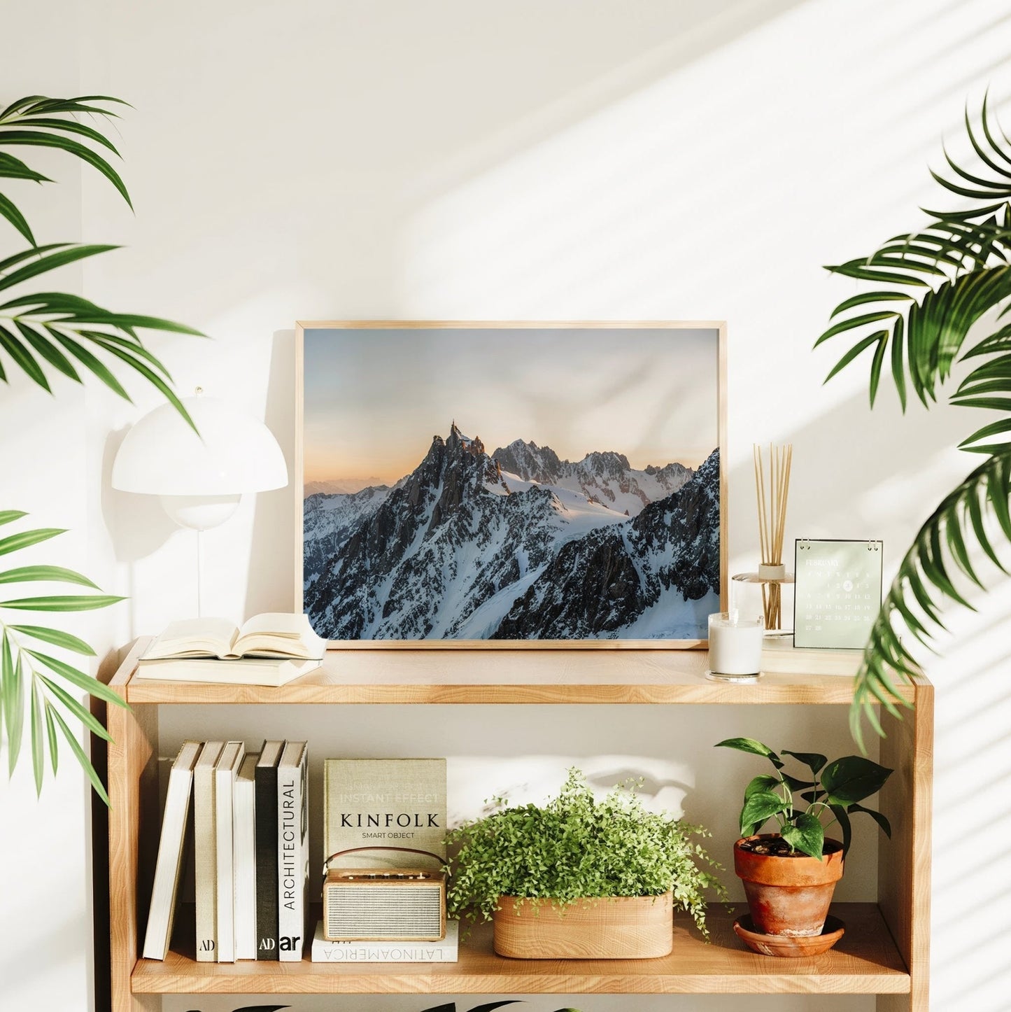 Fine art photo print of Aiguille du Midi, a famous alpine spire above Chamonix in the snowy Mont Blanc range.