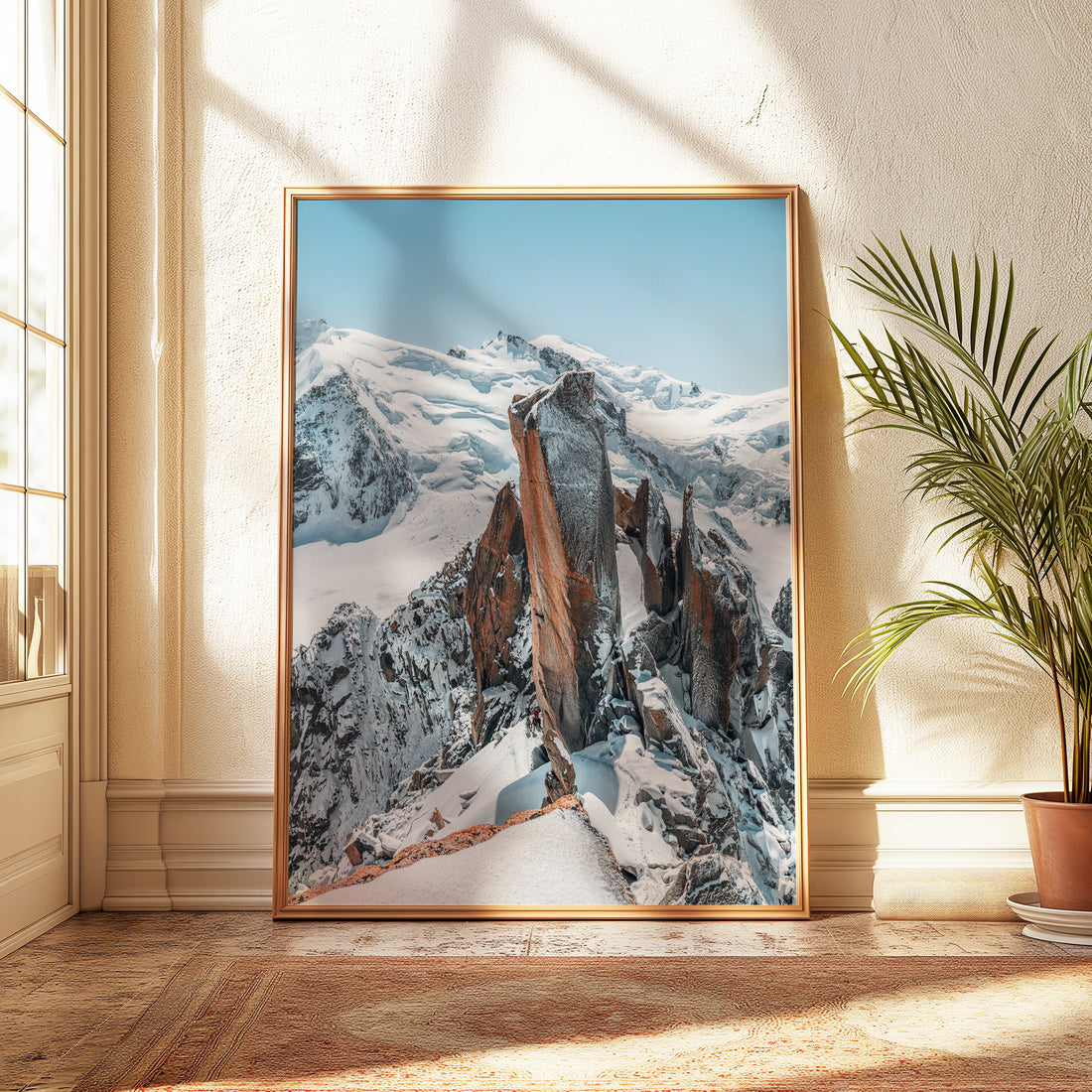 High alpine view from Aiguille du Midi Mont Blanc range