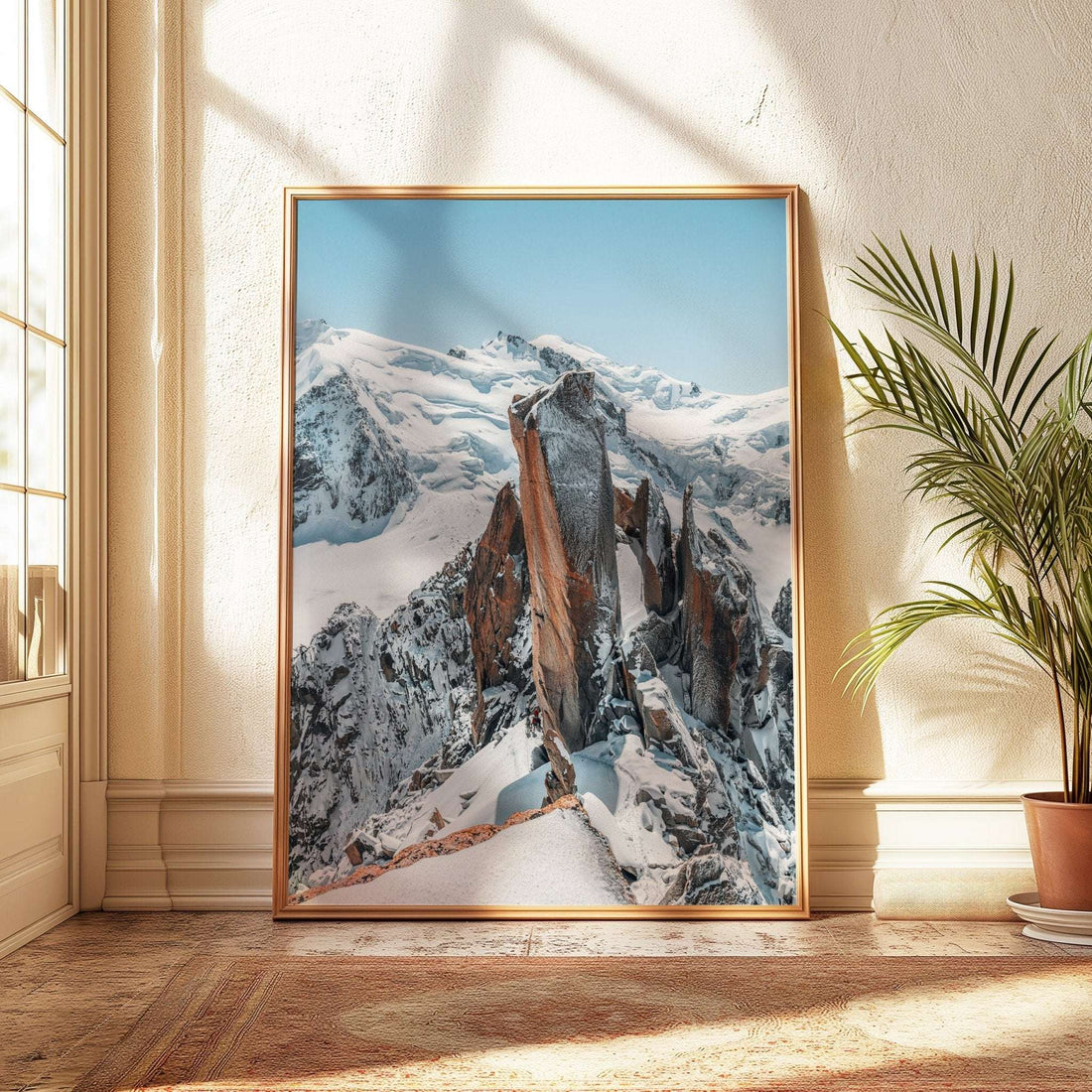 High alpine view from Aiguille du Midi Mont Blanc range