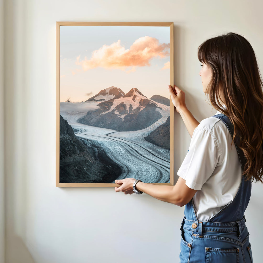 Breathtaking aerial view of the Aletsch Glacier winding through the Swiss Alps.