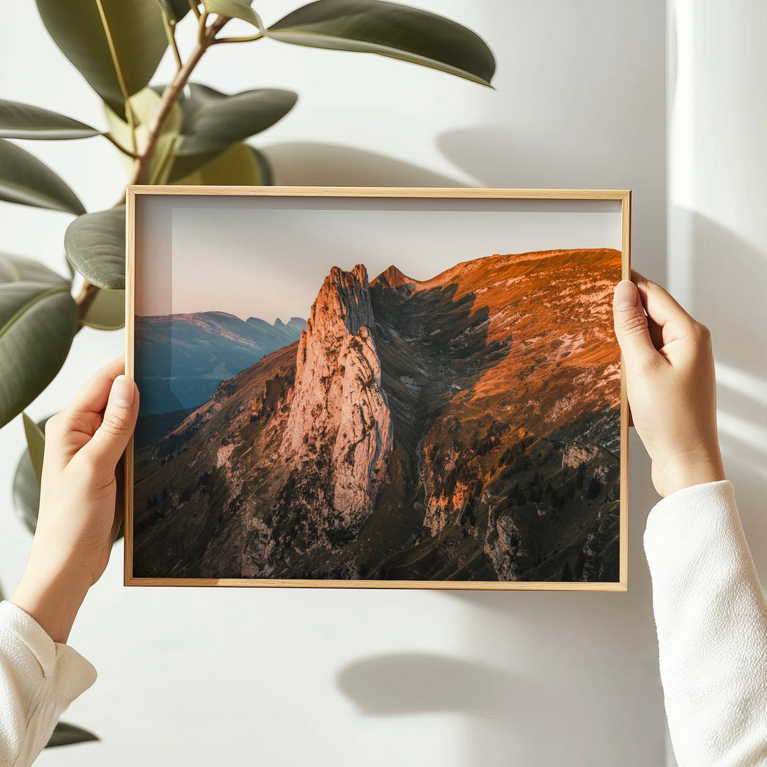 Golden hour alpine landscape print capturing the rugged beauty of Saxer Lücke in morning light.