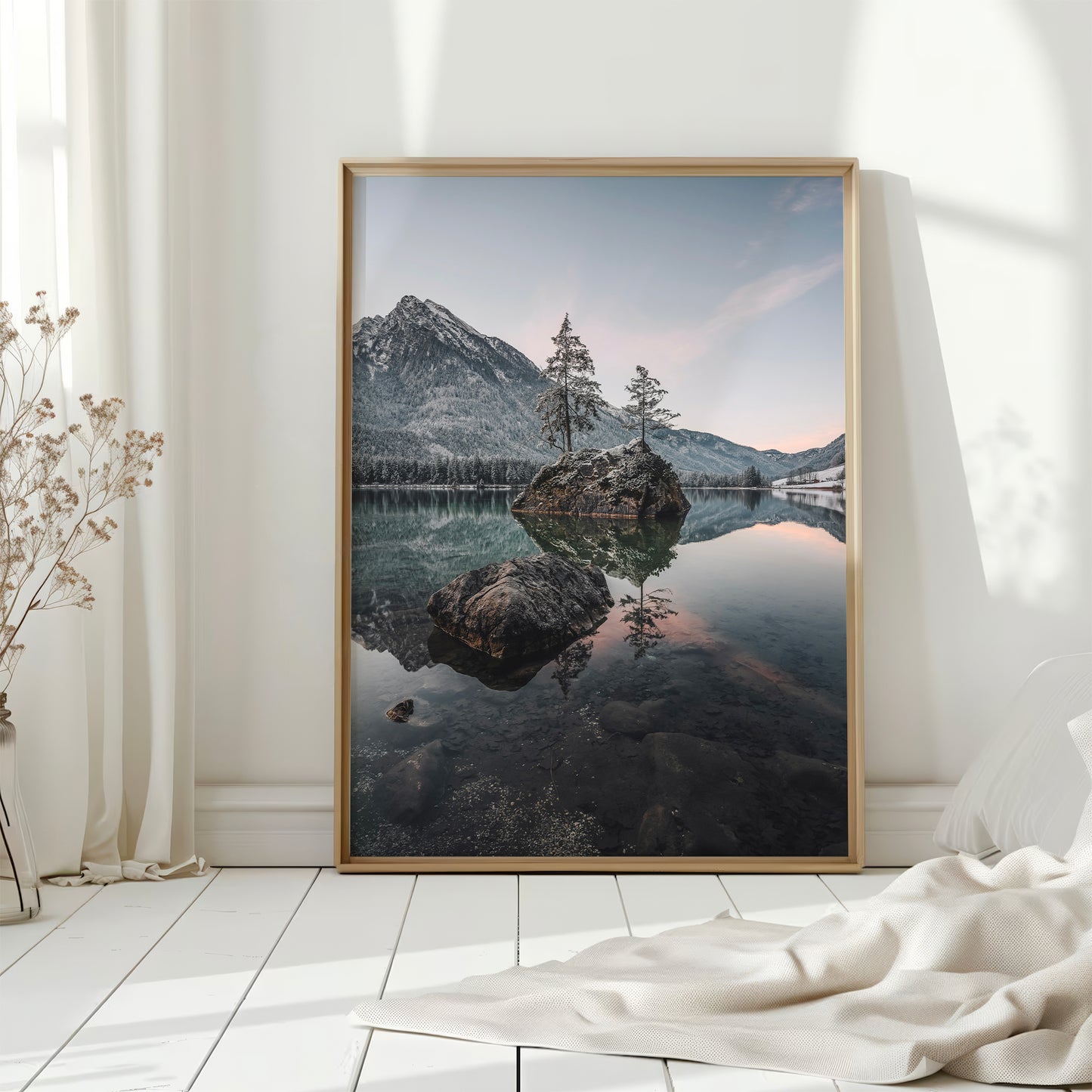 Serene alpine lake view at Hintersee, Germany with crystal clear water