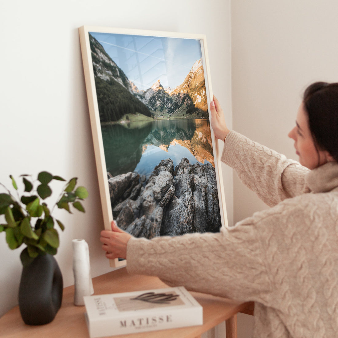 Serene alpine lake print of Seealpsee, perfect for nature lovers and mountain photography enthusiasts.