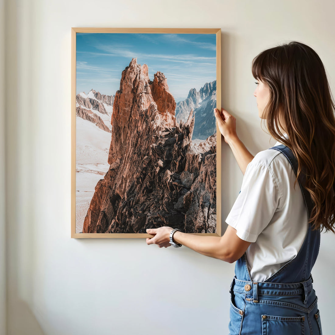Captivating landscape photo print of the Aiguille d'Entrèves summit, ideal for mountain lovers.