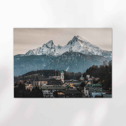 Scenic town of Berchtesgaden with alpine backdrop and snow-dusted peaks