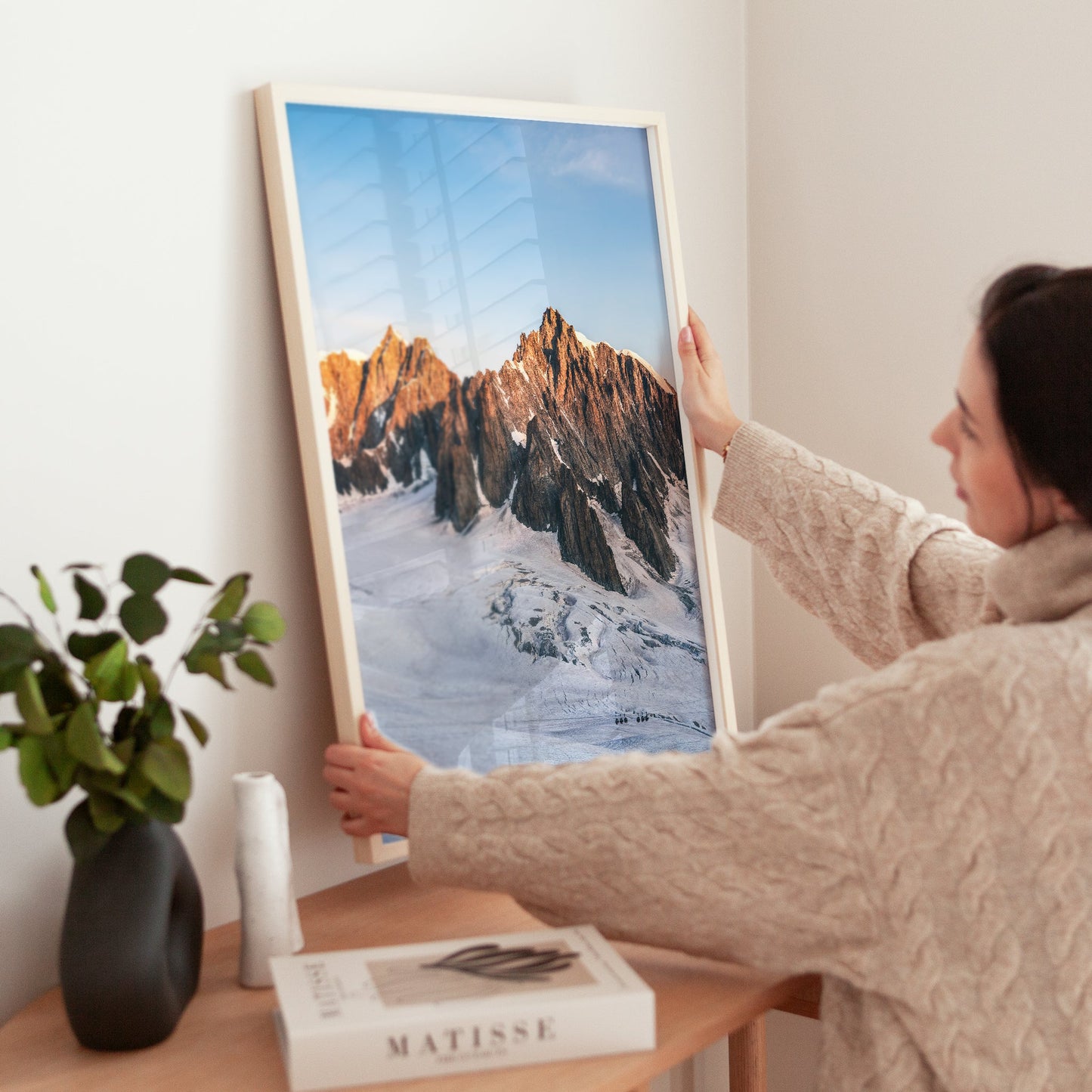 Adventurers crossing the glacier on Mont Blanc du Tacul in this awe-inspiring Alps hiking photography print.