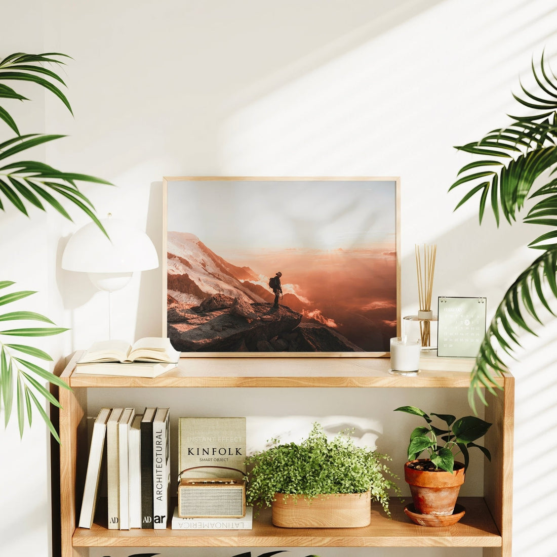 Adventure-inspired Alps mountain explorer landscape print with dramatic sunset lighting.