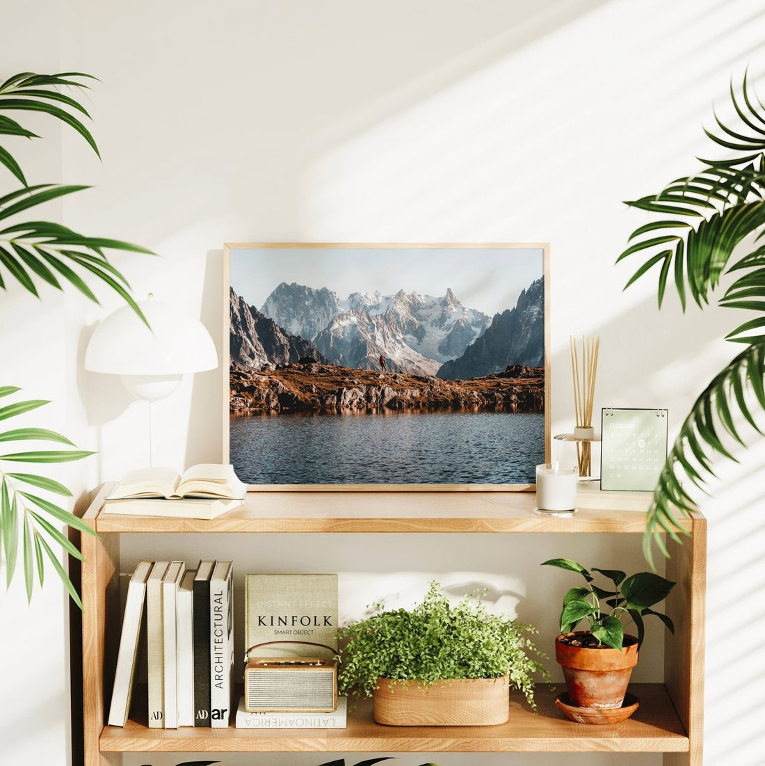 Scenic Alps photography print with expansive view of the Tour du Mont Blanc hiking trail and jagged ridges.