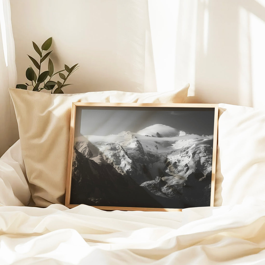 Striking winter landscape of Mont Blanc Massif, a perfect wall print for mountain enthusiasts.