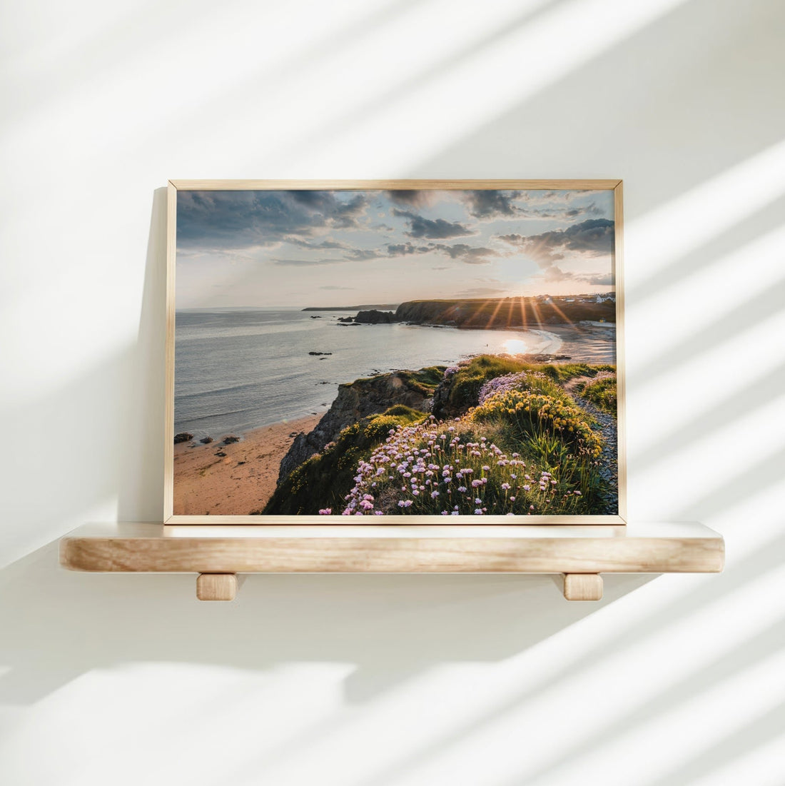 Irish coast landscape photo print displayed in minimal decor