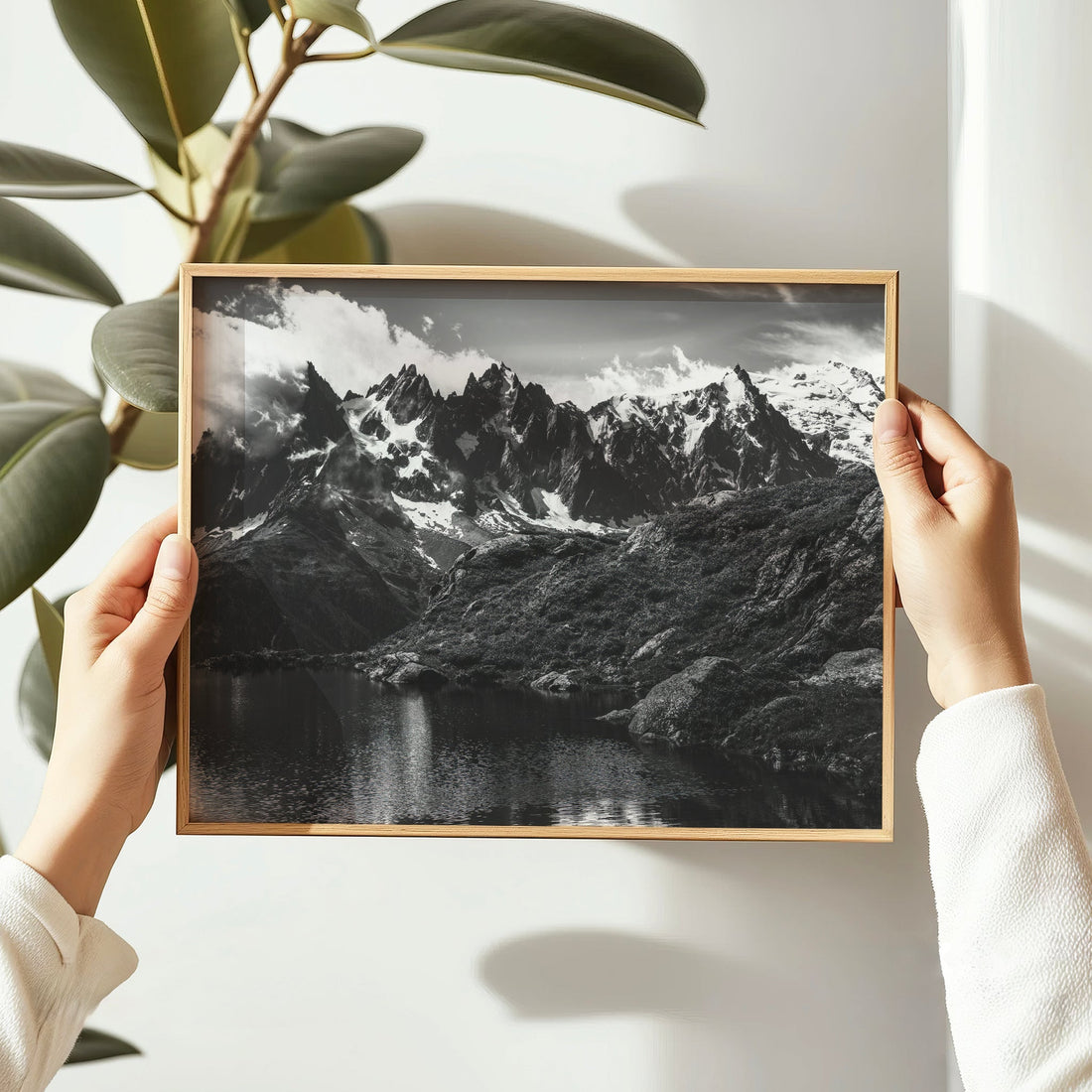 Reflection of jagged Chamonix peaks in Lac Blanc, a fine art landscape print from the French Alps.