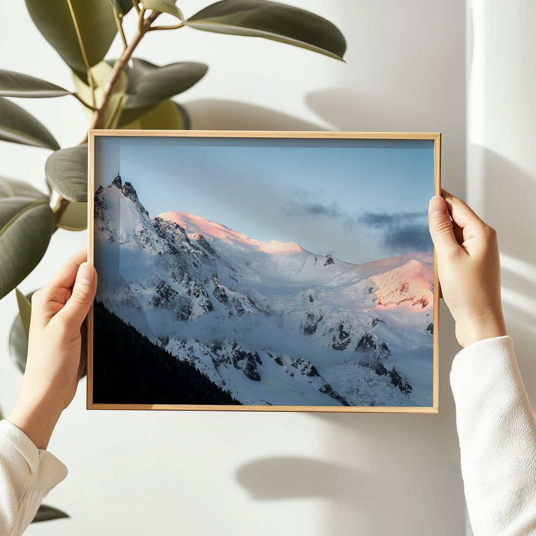 Fine art print of the French Alps at sunset, featuring dramatic clouds over Mont Blanc.