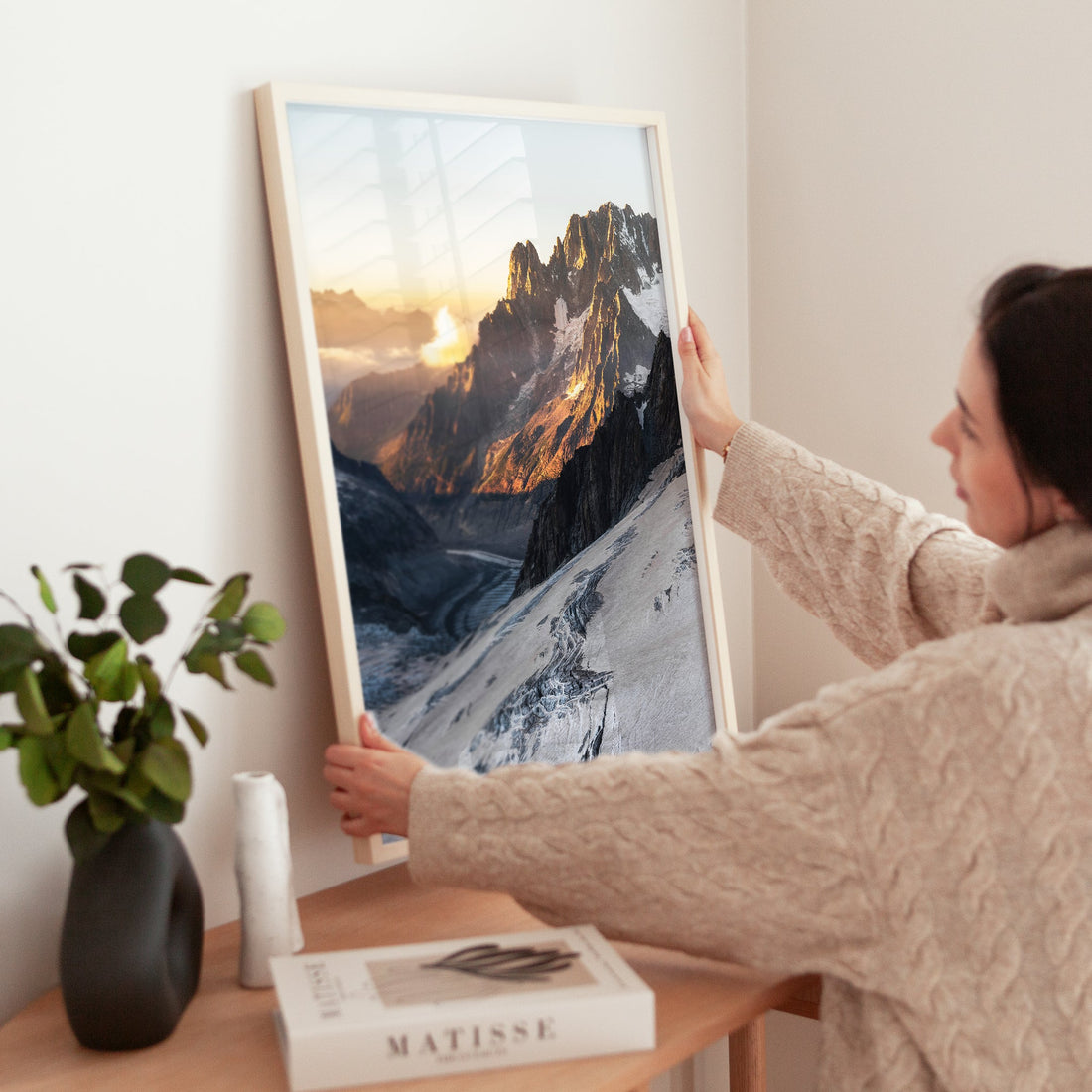 Chamonix ice river landscape photography print featuring the winding Mer de Glace beneath towering peaks.