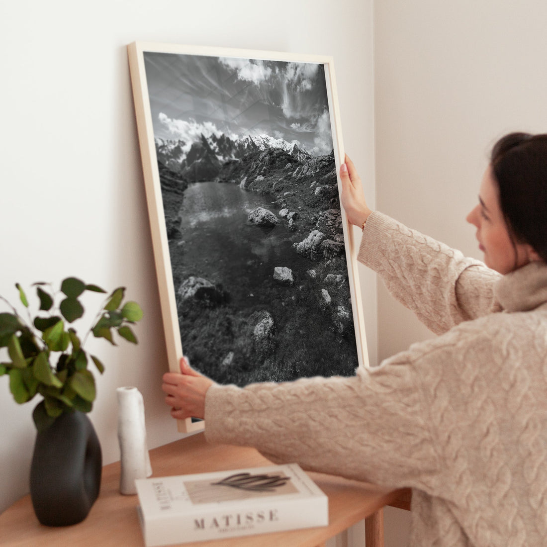 Chamonix landscape photography wall art print, capturing the iconic peaks reflected in Lac Flégère.