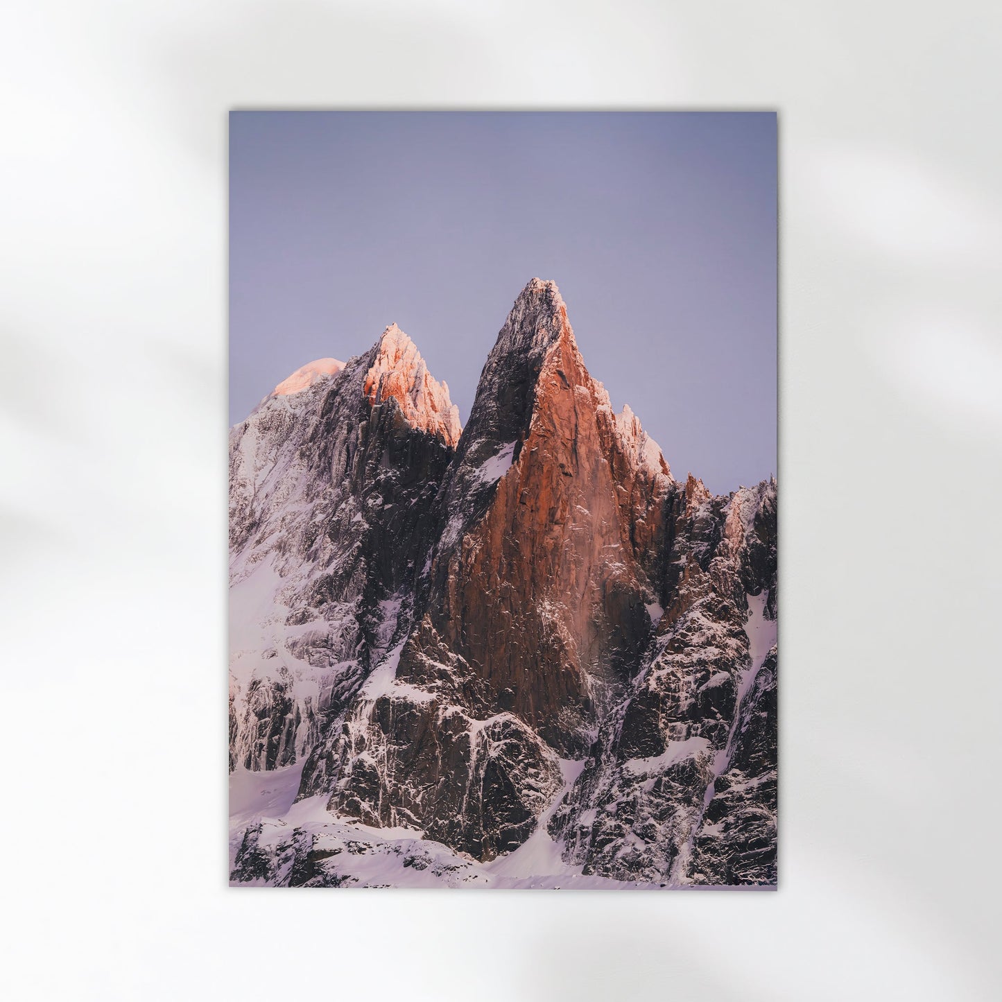 A breathtaking Chamonix photography print featuring the iconic Les Drus peaks in the French Alps.