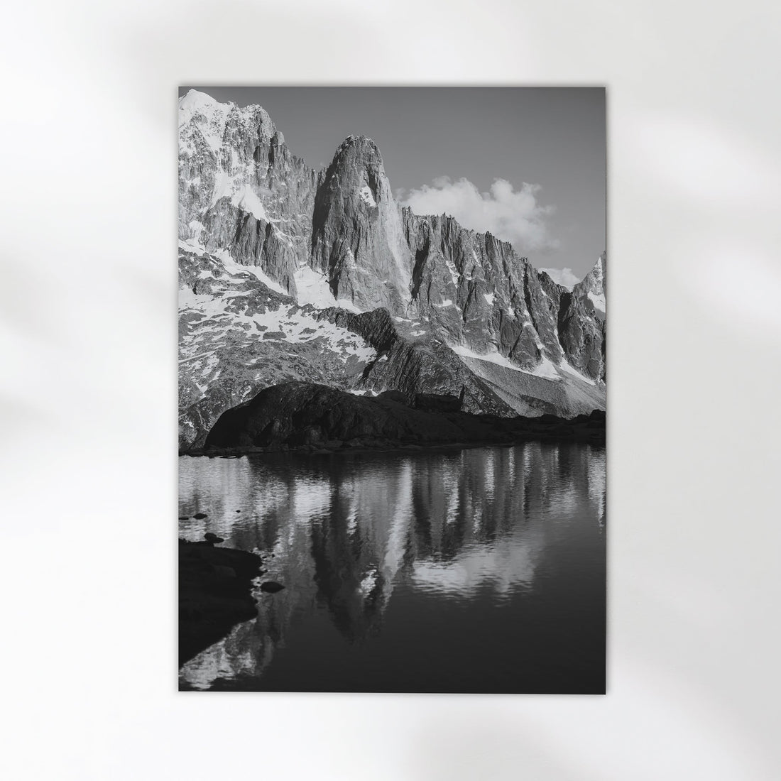A breathtaking fine art print capturing the dramatic peaks of Les Drus in Chamonix, France.