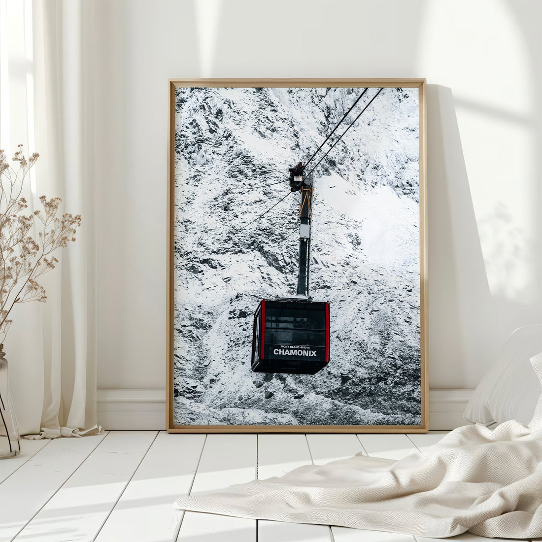 A scenic aerial panorama from the Chamonix ski resort’s cableway in the French Alps.