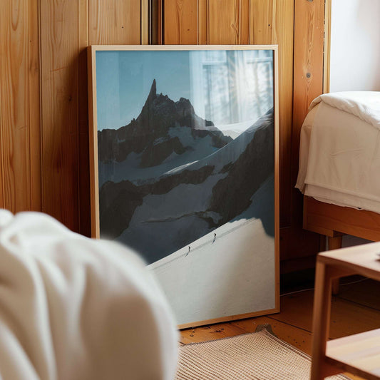 Chamonix mountaineering wall art — Vallée Blanche climbers fine art print