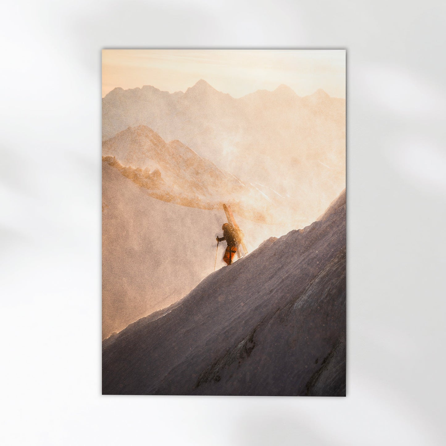 Breathtaking Chamonix wall art featuring mountaineers traversing Vallee Blanche in deep snow.