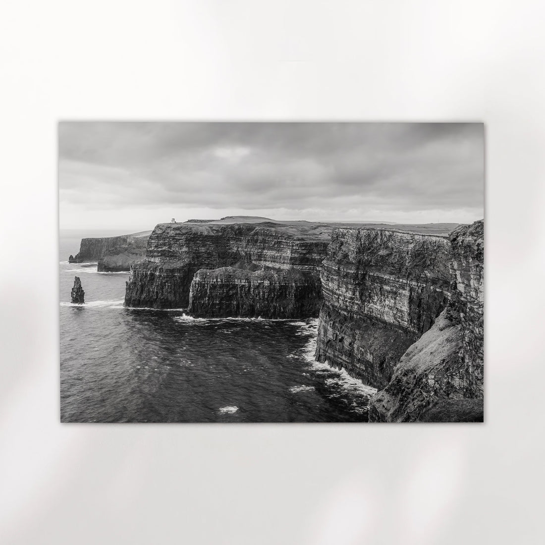 Fine art coastal seascape of the Cliffs of Moher, unframed on white