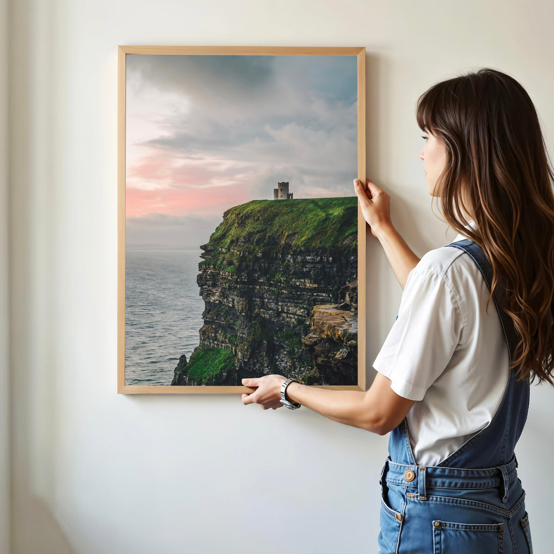 cliffs-of-moher-tower-sunset-wall-art-irish-coastal-landscape-framed
