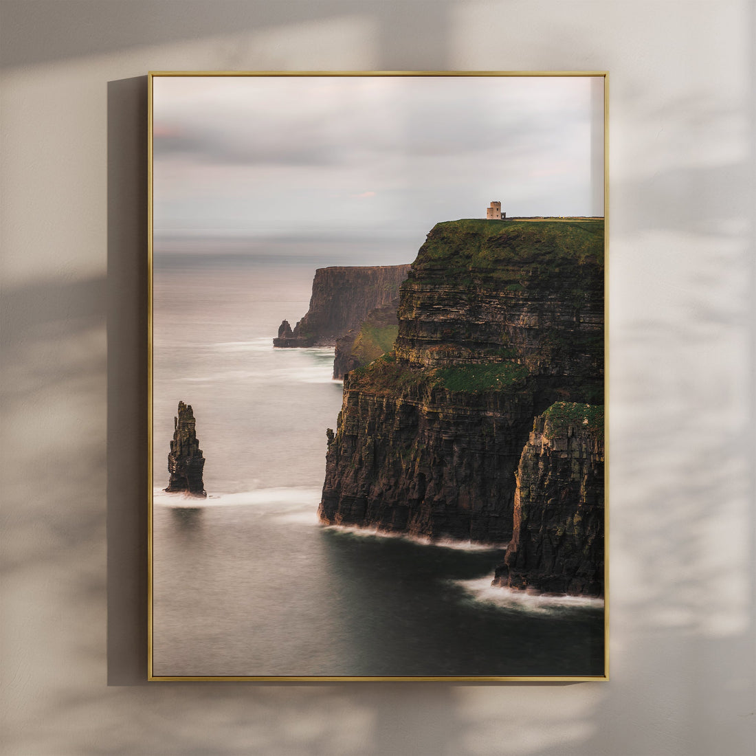 Fine art print of the Cliffs of Moher with sea stacks in Ireland, coastal wall art