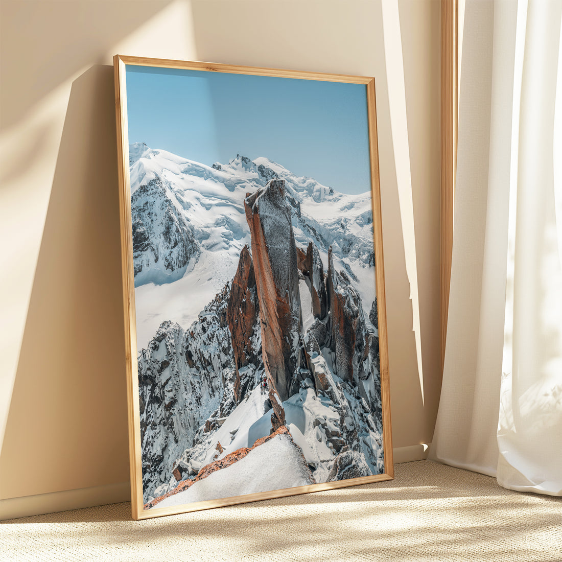 Snow and granite peaks of the Cosmiques Arête route