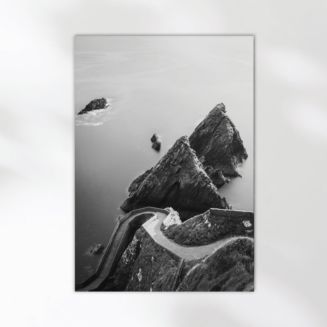 Coastal seascape print of Dunquin Pier with minimalist tones
