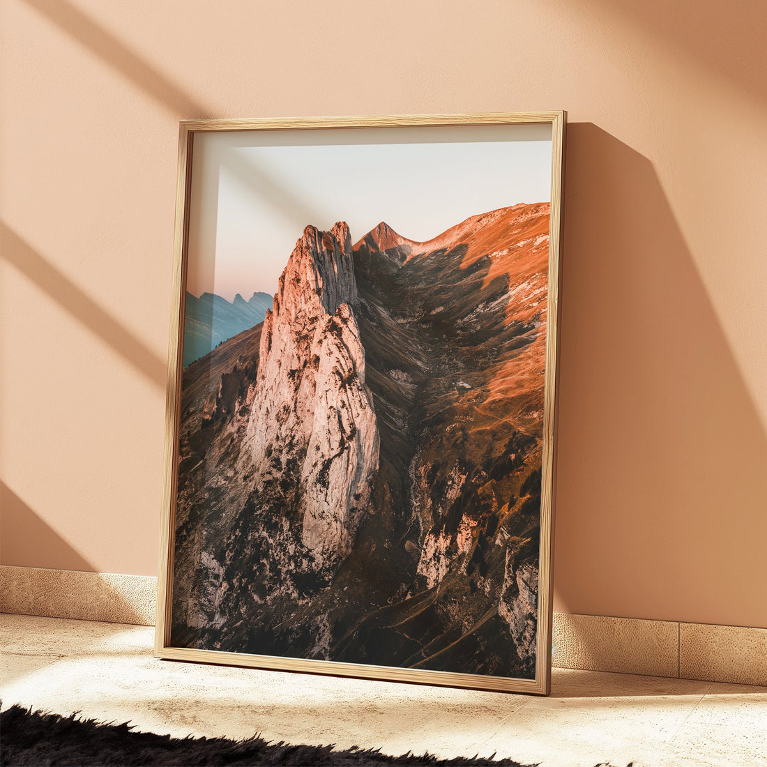 Fine art print of Saxer Lücke’s towering rock formations, perfect for mountain lovers.