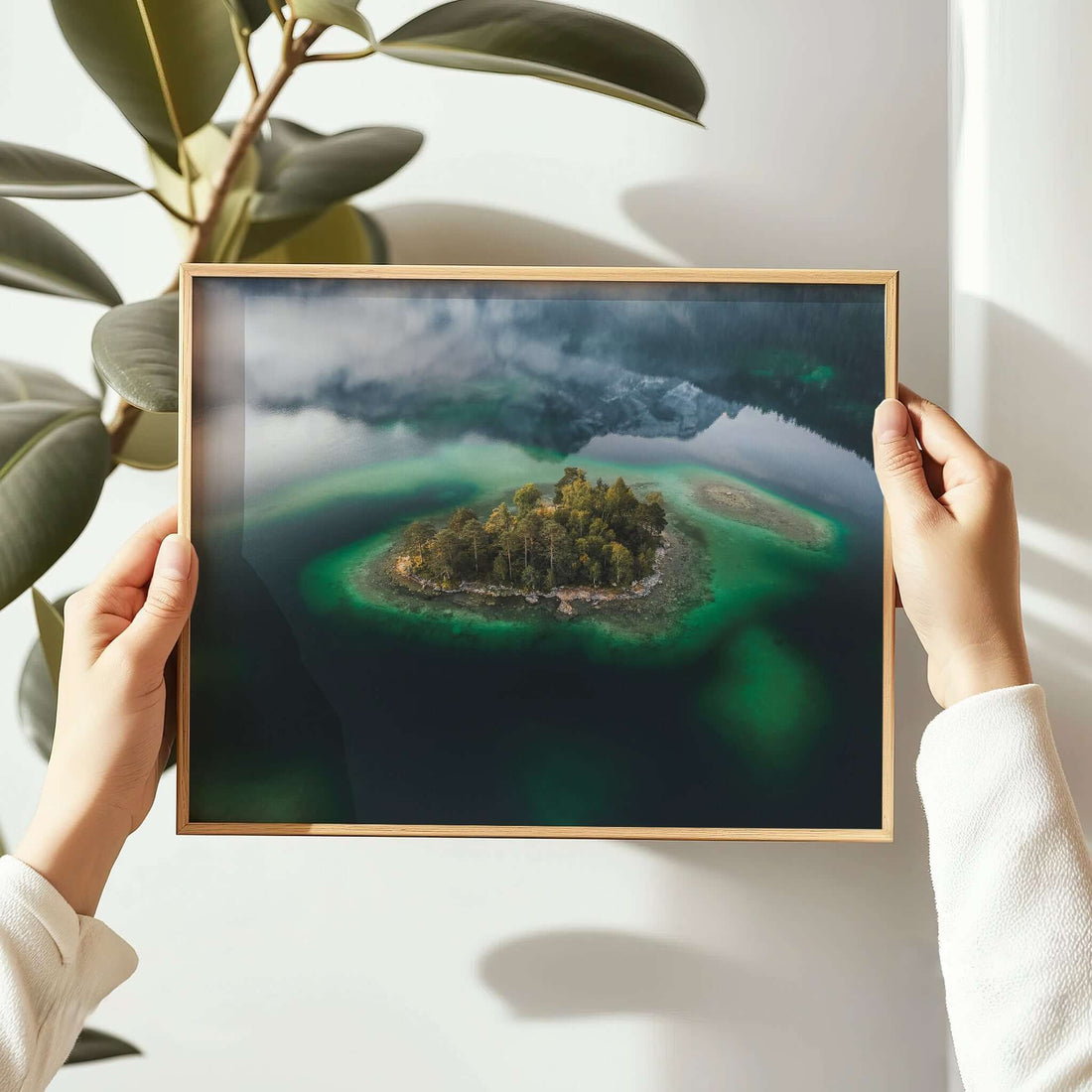Eibsee nature print showing rich greens and mountain atmosphere