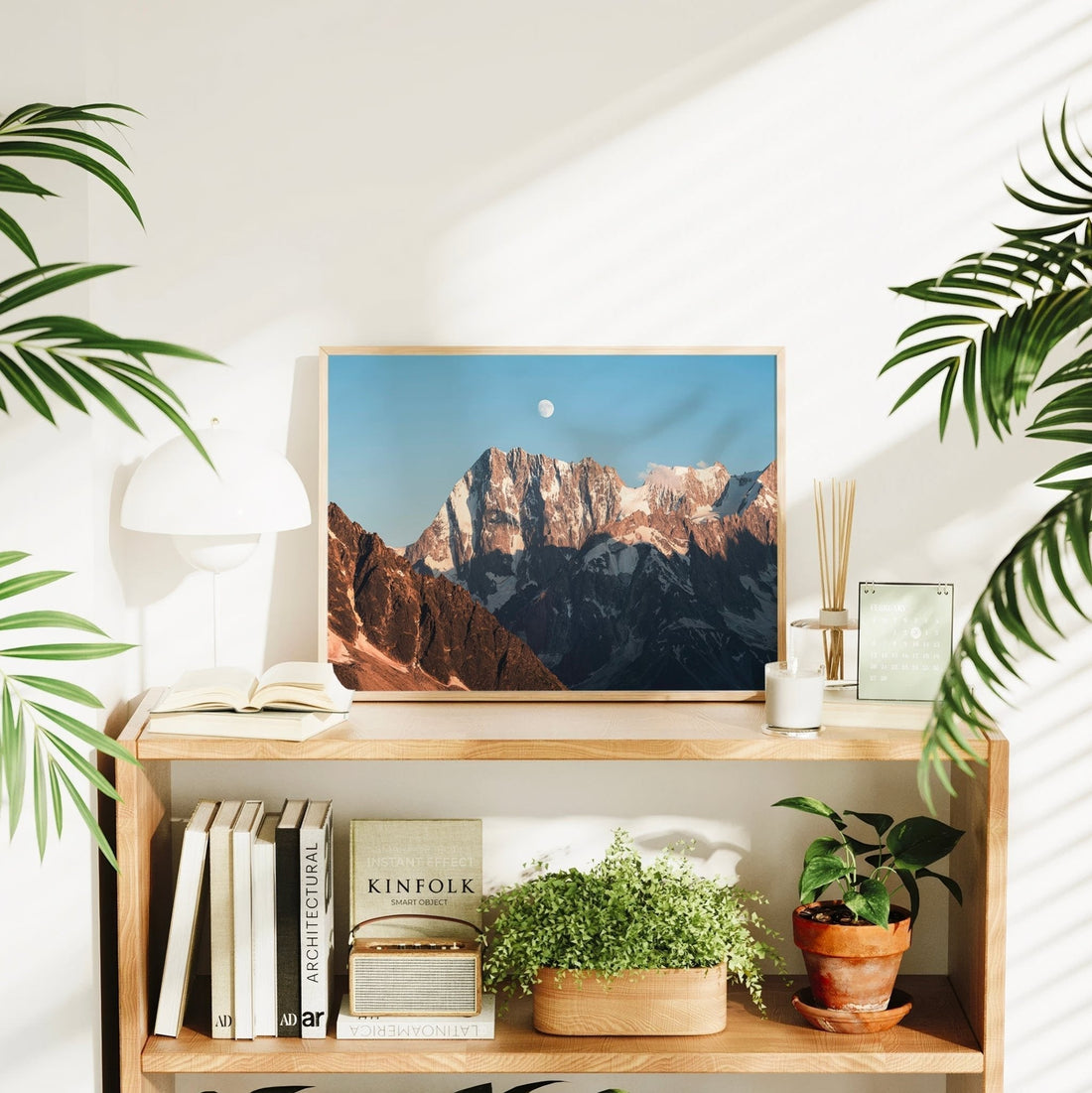 Premium fine art Mont Blanc region print showcasing the rugged cliffs of Grandes Jorasses and moonlight glow.