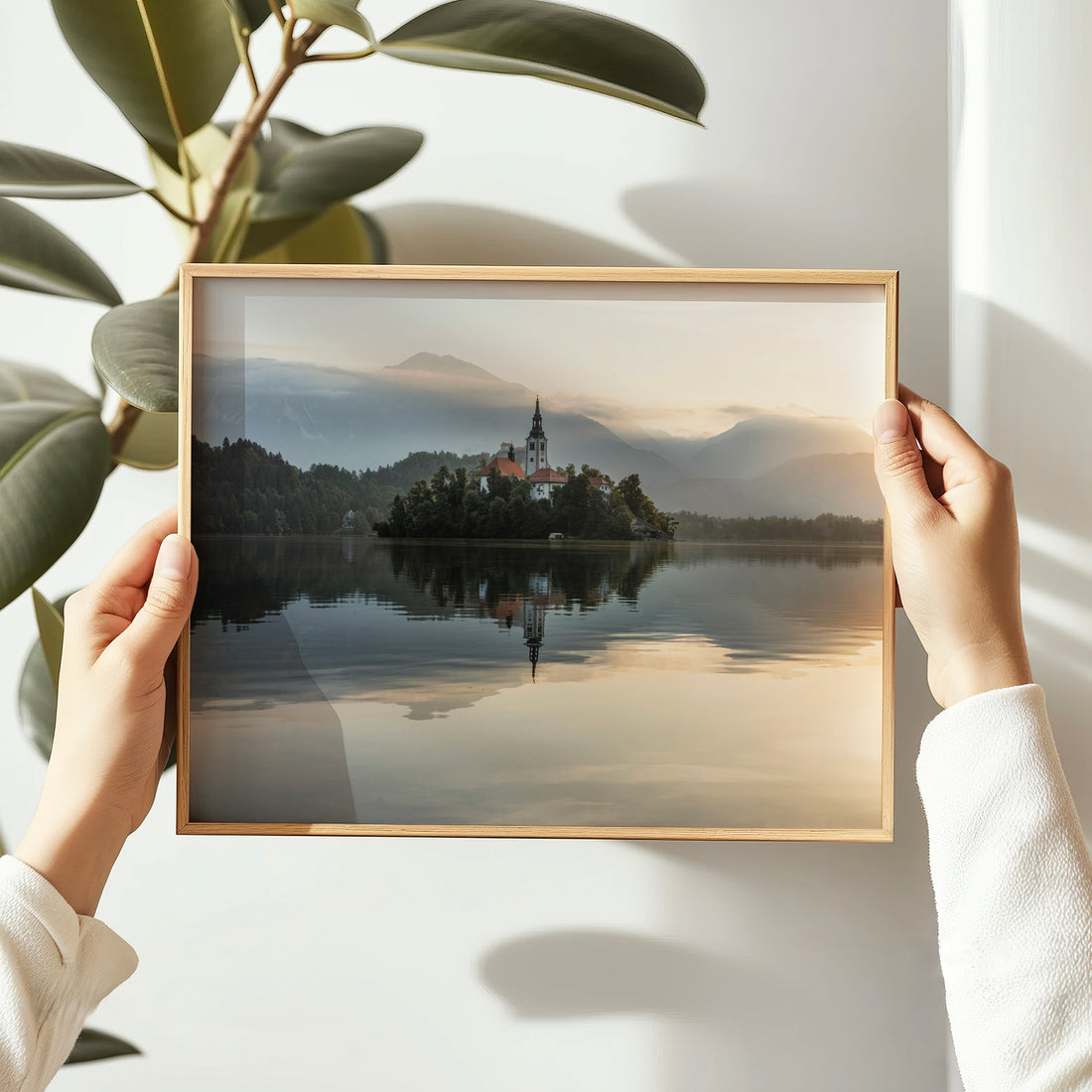 Framed photography print of Lake Bled with reflection