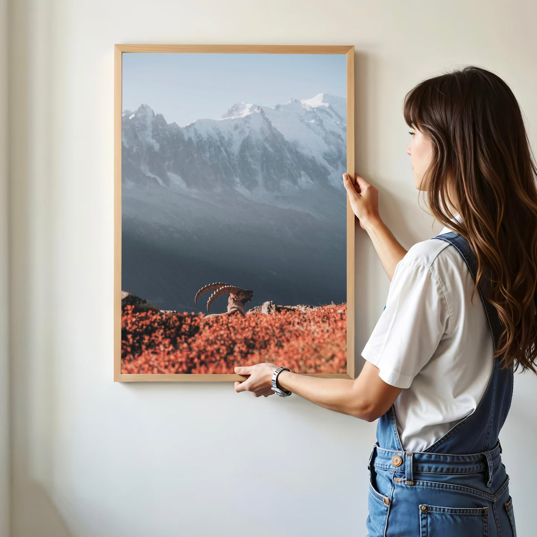 A wild ibex enjoying the autumn mountain landscape in the French Alps near Chamonix.