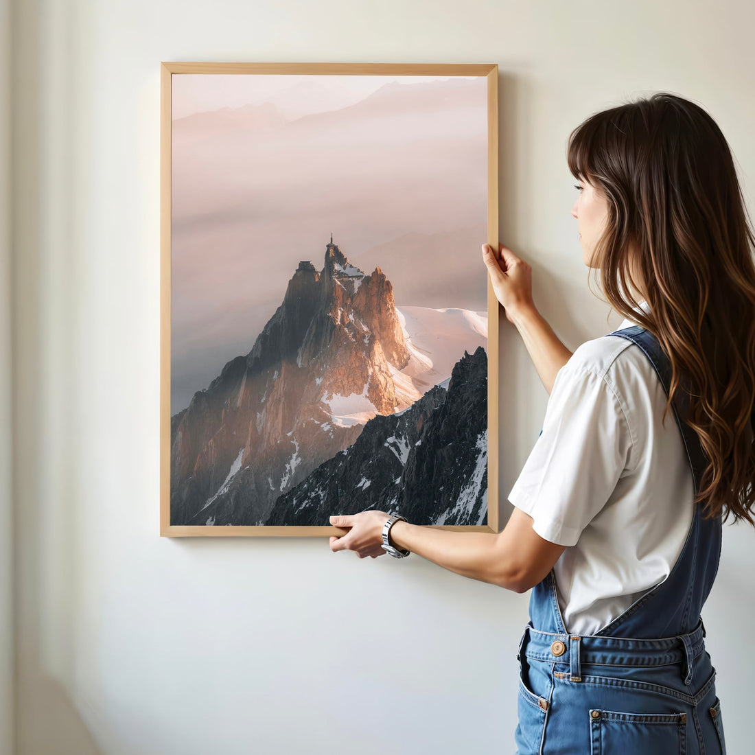 Elegant fine art print of the French Alps, showcasing the iconic Aiguille du Midi at sunrise.
