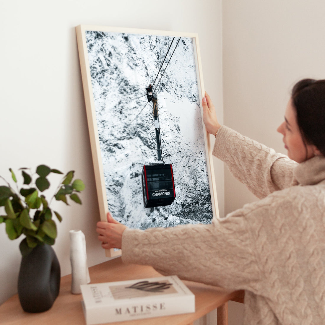French Alps mountain transport with an epic glacier view from the Aiguille du Midi cable car.