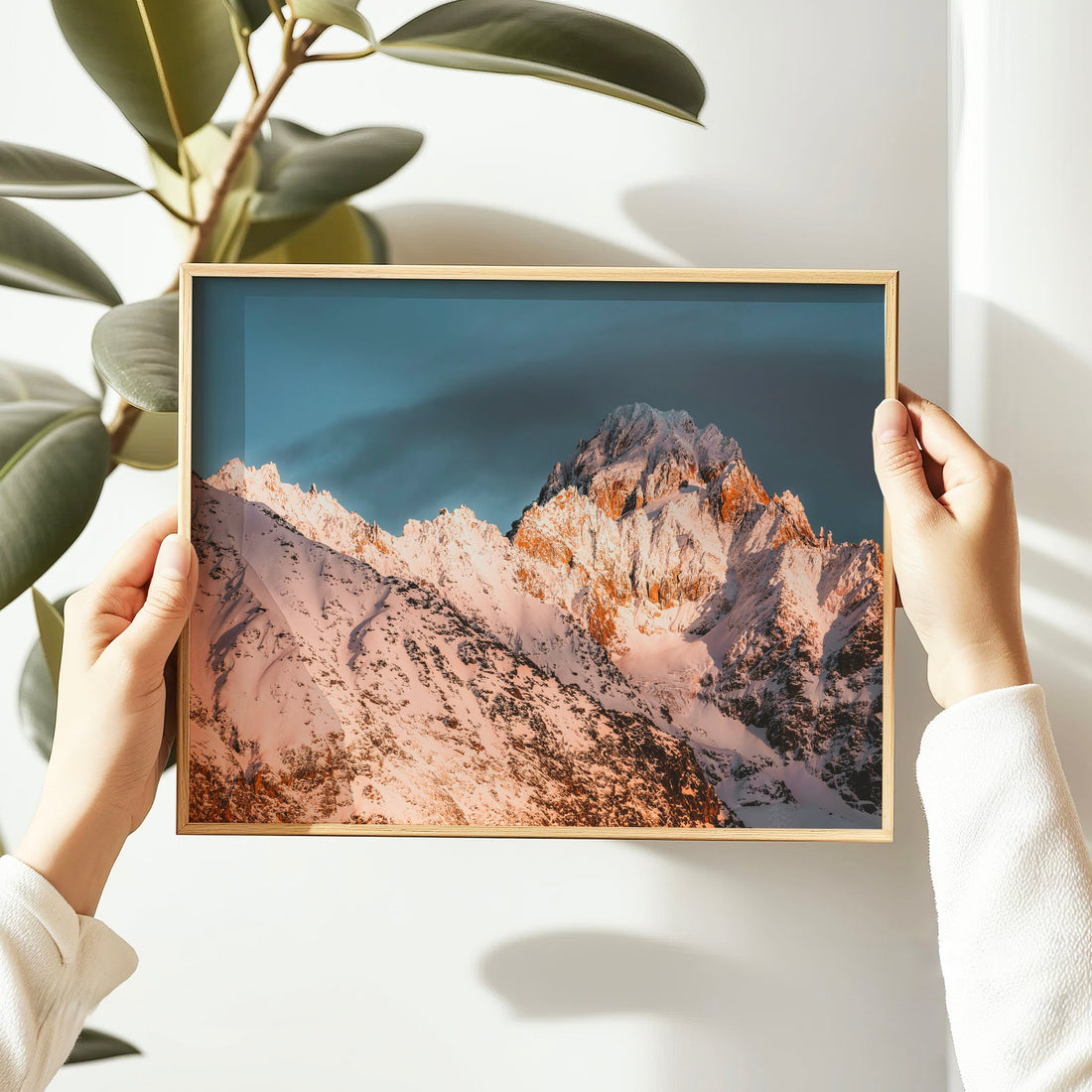 Fine art photography print of the French Alps with the Aiguille du Chardonnet glowing at golden hour.