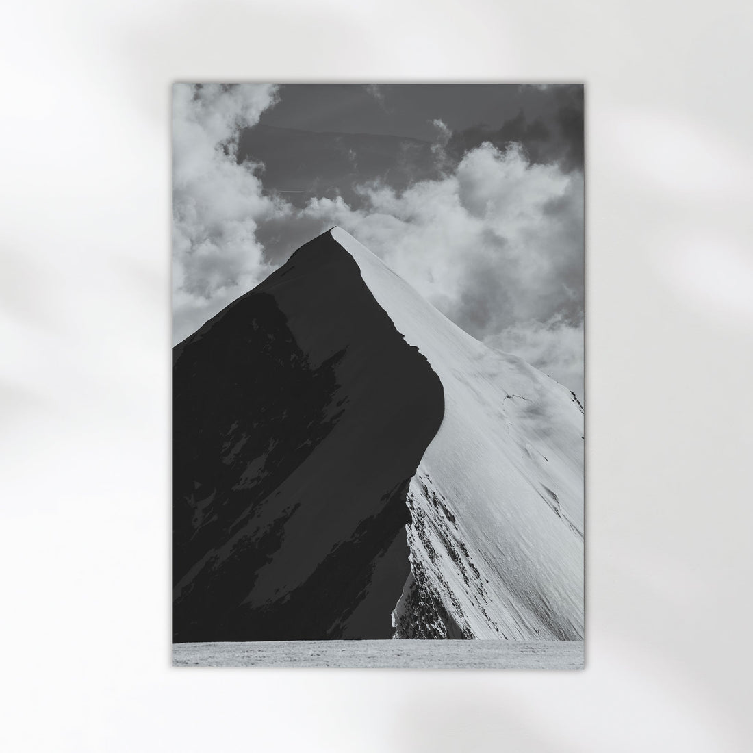 Stunning fine art print of a snow-covered French Alps peak, ideal for mountain lovers and adventure seekers.