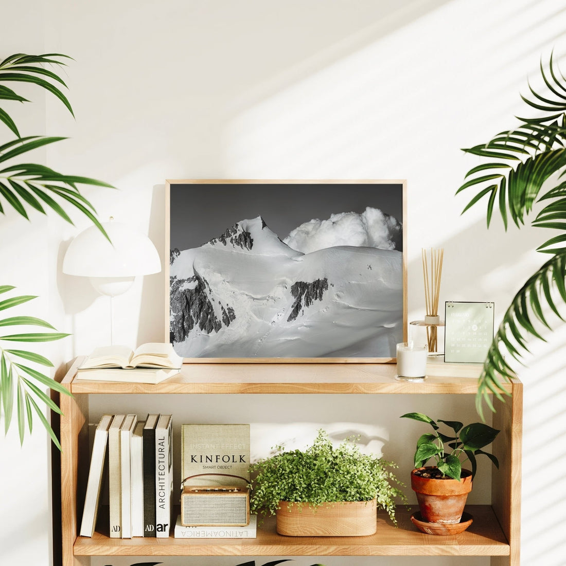 Glacial textures and jagged peaks of Mont Maudit captured in dramatic black and white wall art.