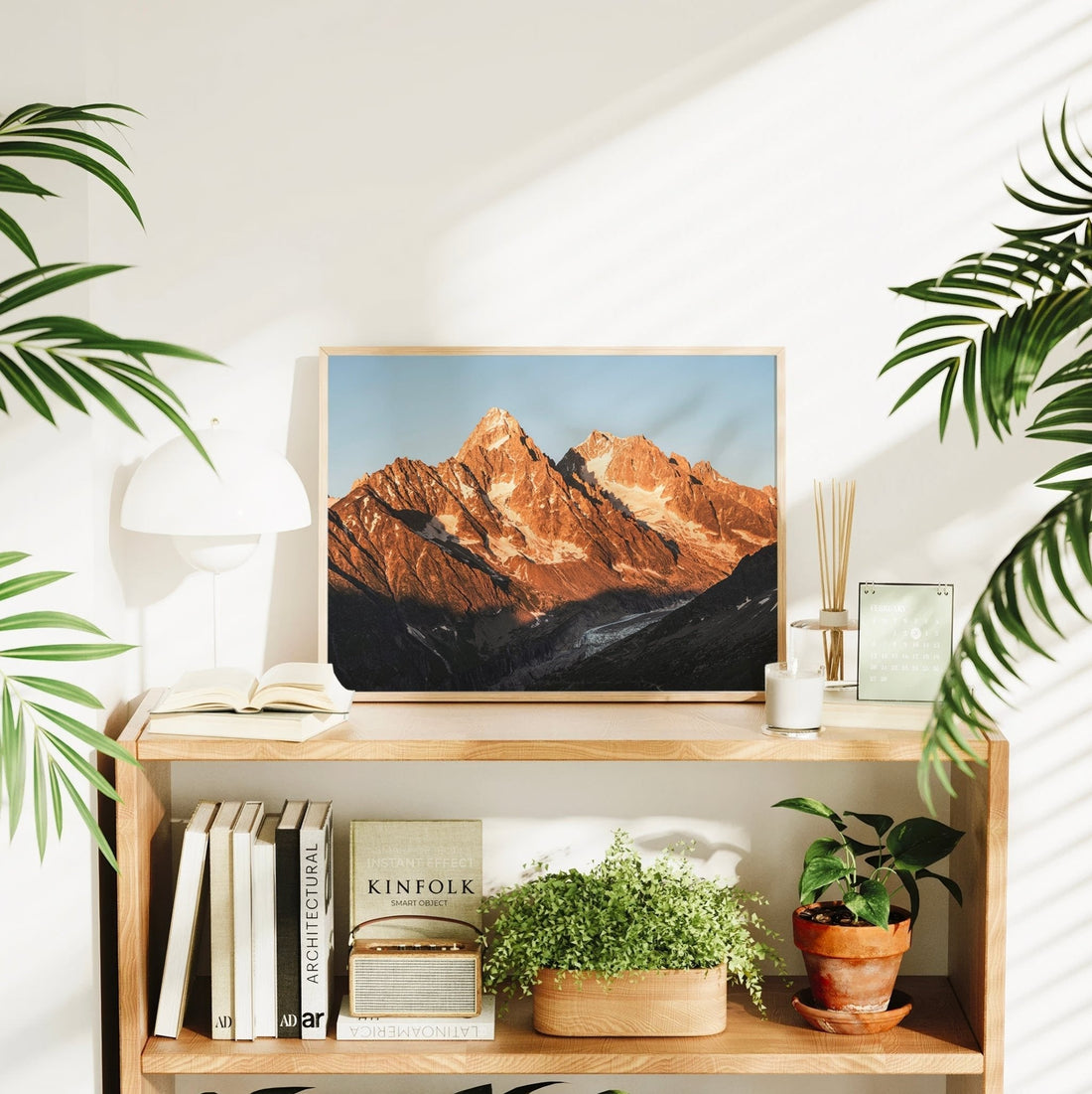 Alpine wall art print featuring Aiguille du Chardonnet rising above a glacial valley in morning light.