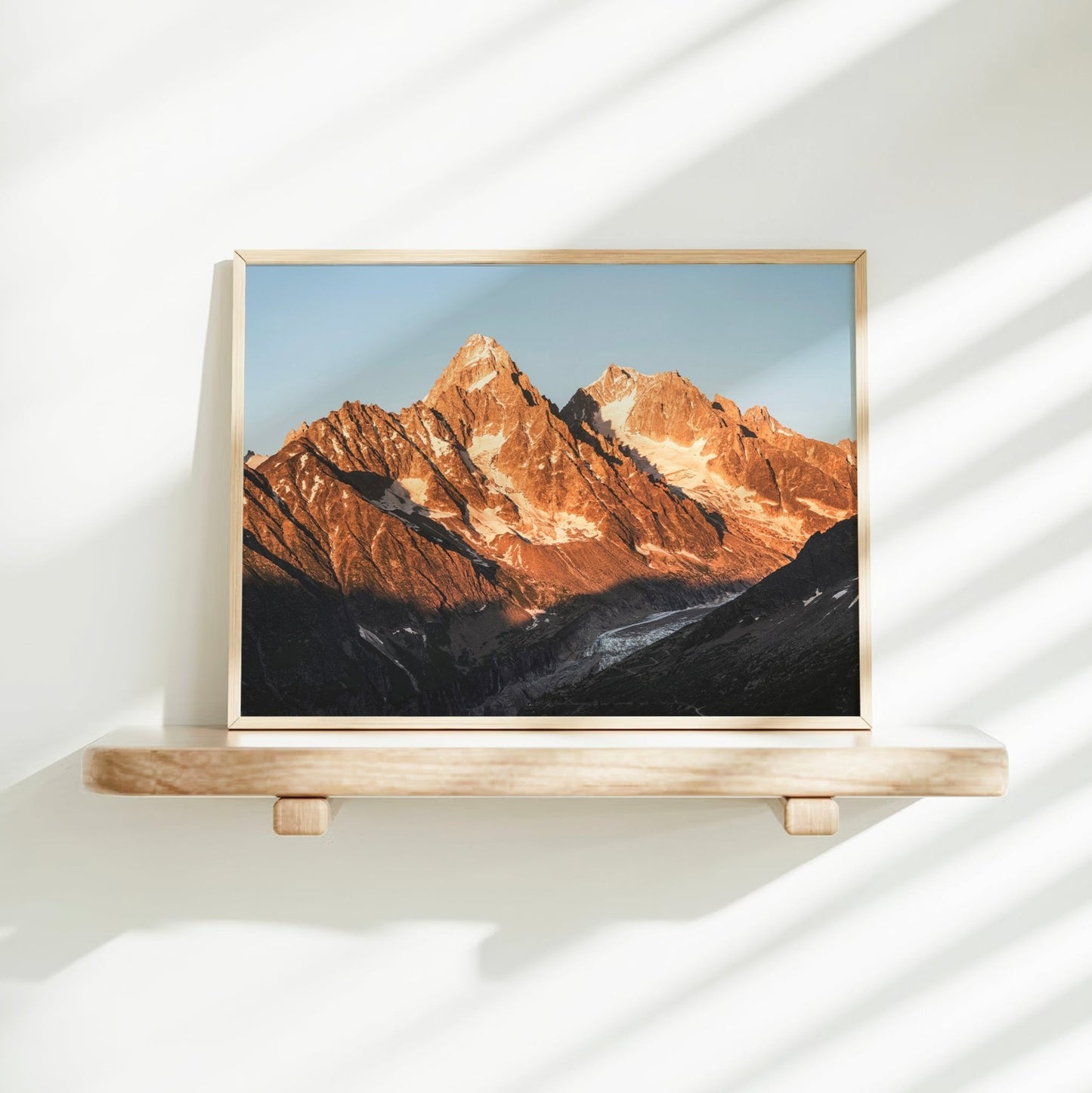 Golden hour mountain print of Aiguille du Chardonnet capturing rich contrast and alpine detail.
