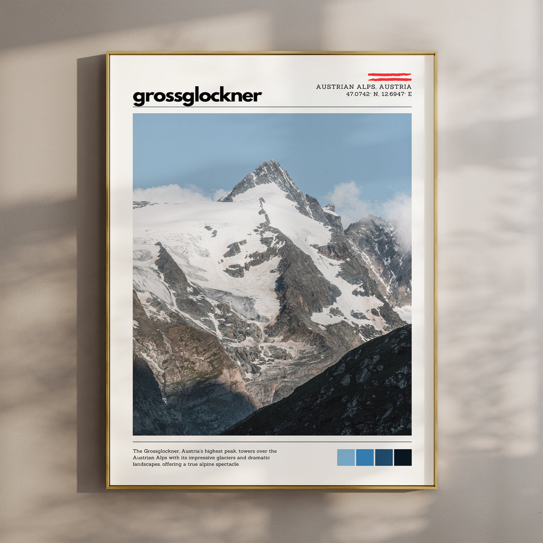Grossglockner location poster featuring Austria’s highest mountain in the Austrian Alps