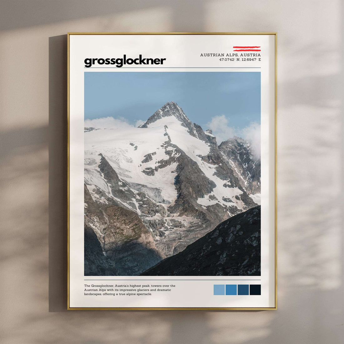 Grossglockner location poster featuring Austria’s highest mountain in the Austrian Alps