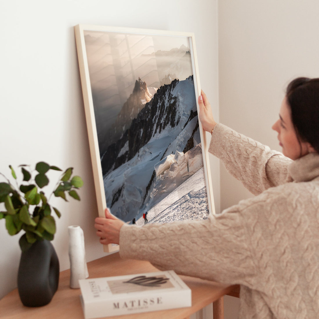 A mesmerizing wall art print of a daring high-altitude adventure on Mont Blanc.