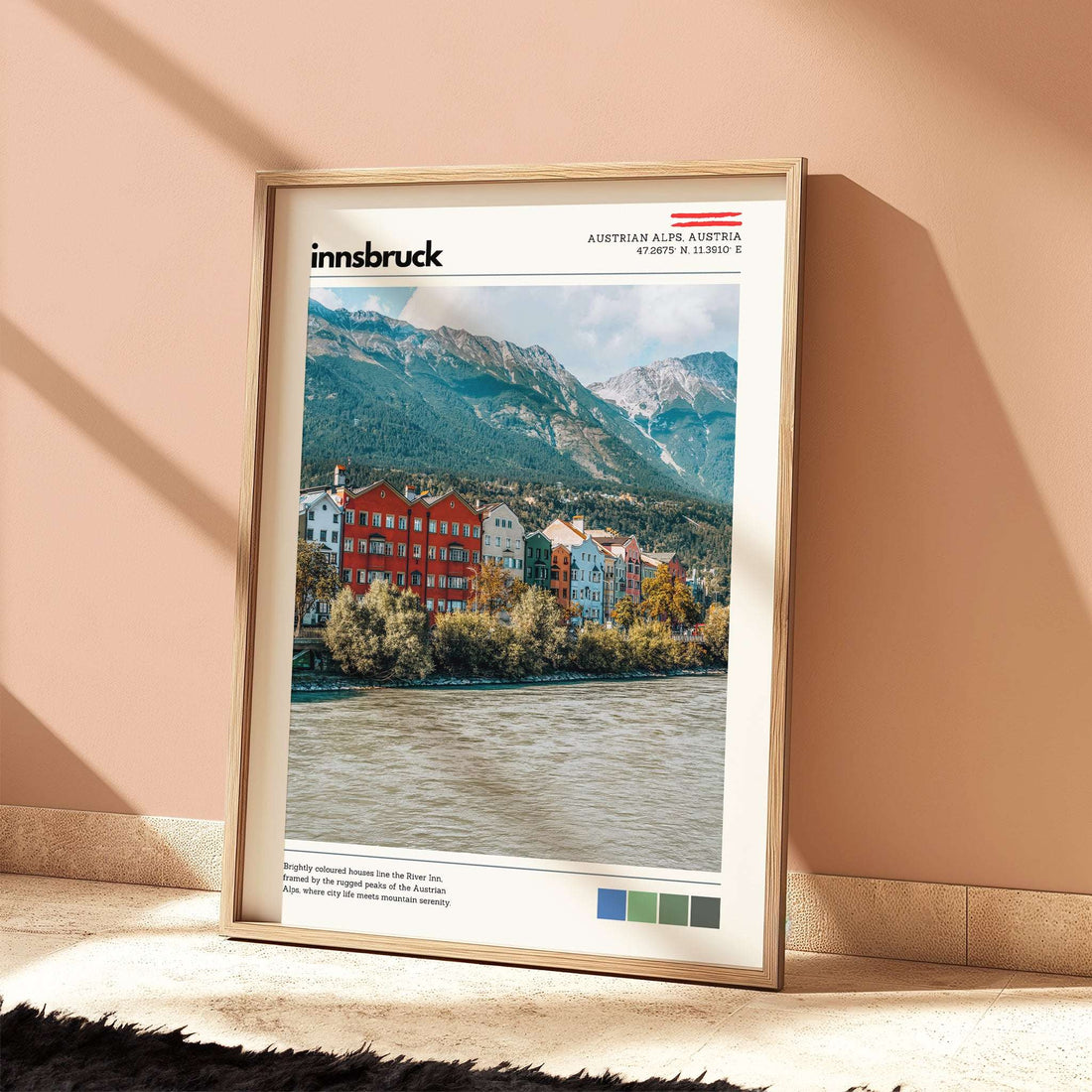 Innsbruck location poster styled as modern alpine wall art
