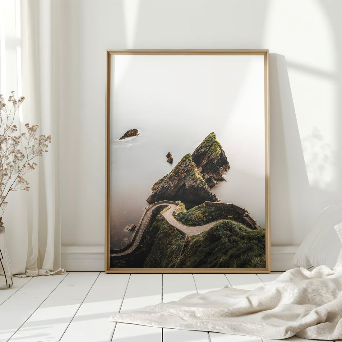 Irish coastal road wall art of Dunquin Pier and Atlantic cliffs