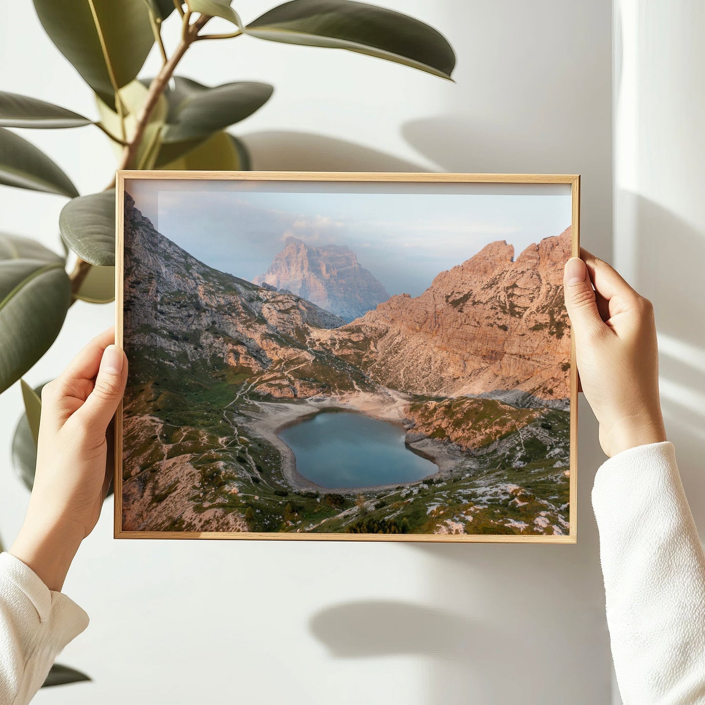 Framed print of Lago di Coldai with Monte Pelmo in soft light