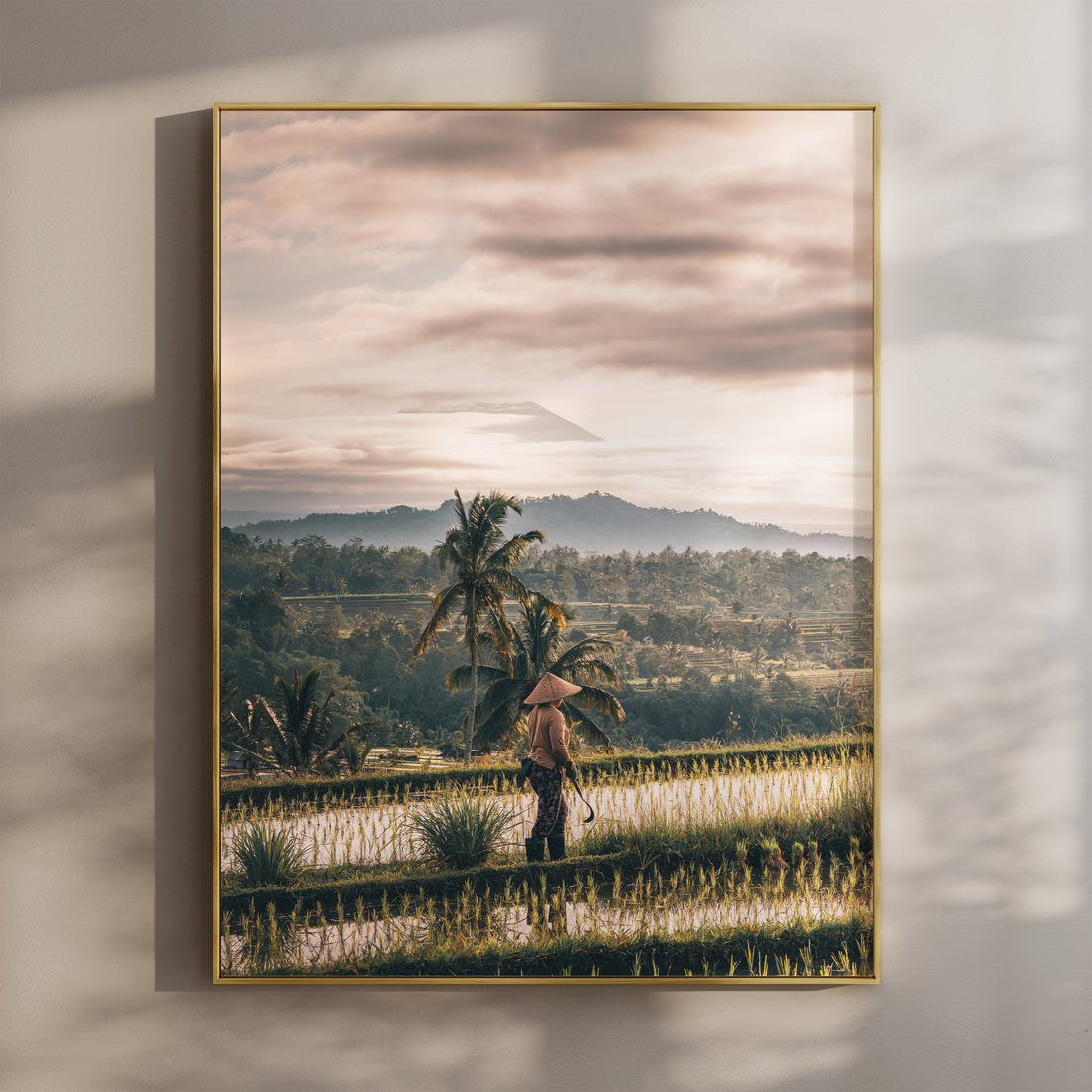 Fine art wall print of Jatiluwih Rice Fields in Bali with Mount Agung in the distance